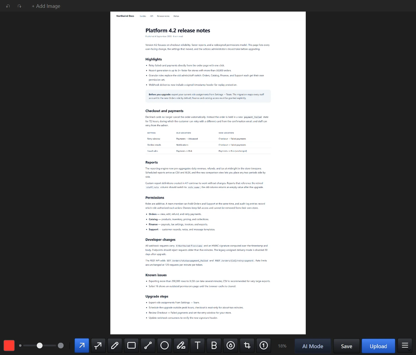 Une page complète capturée avec la capture défilante, ouverte dans l'éditeur Maxisnap